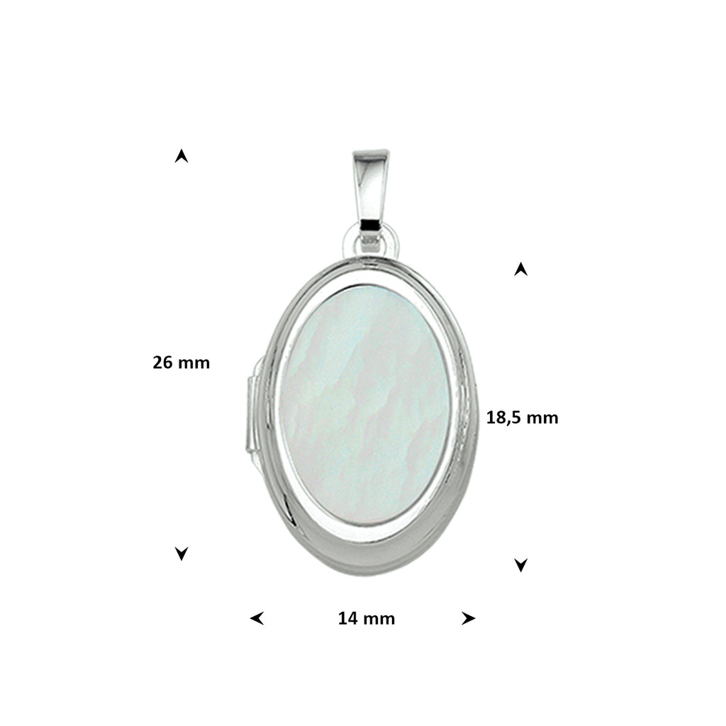 medaillon parelmoer 18,5 mm zilver wit