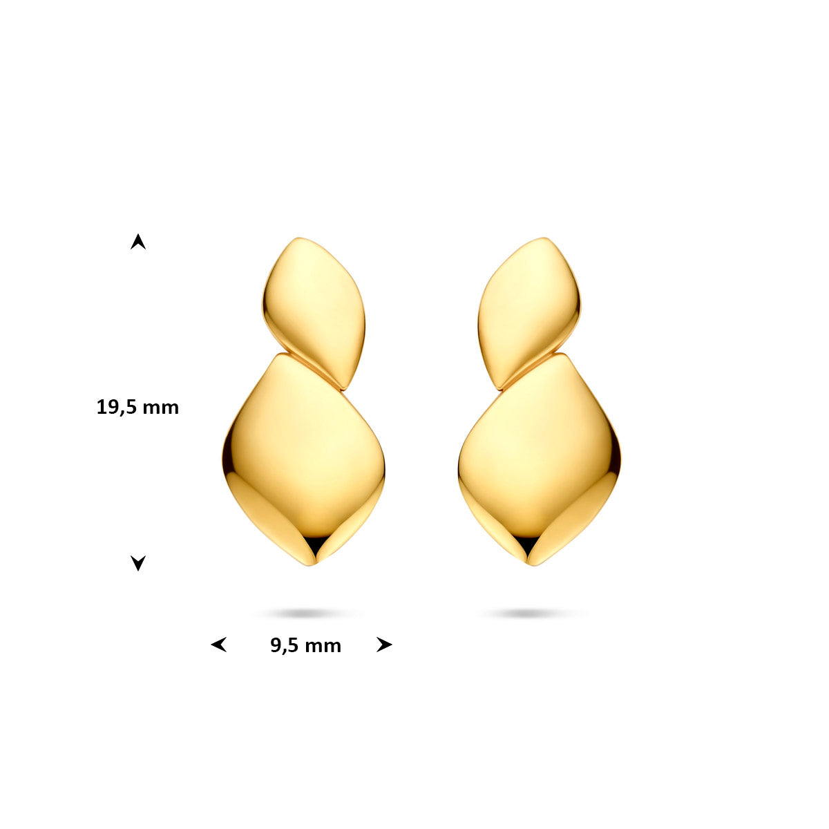 oorknoppen 19,5 mm 14K geelgoud