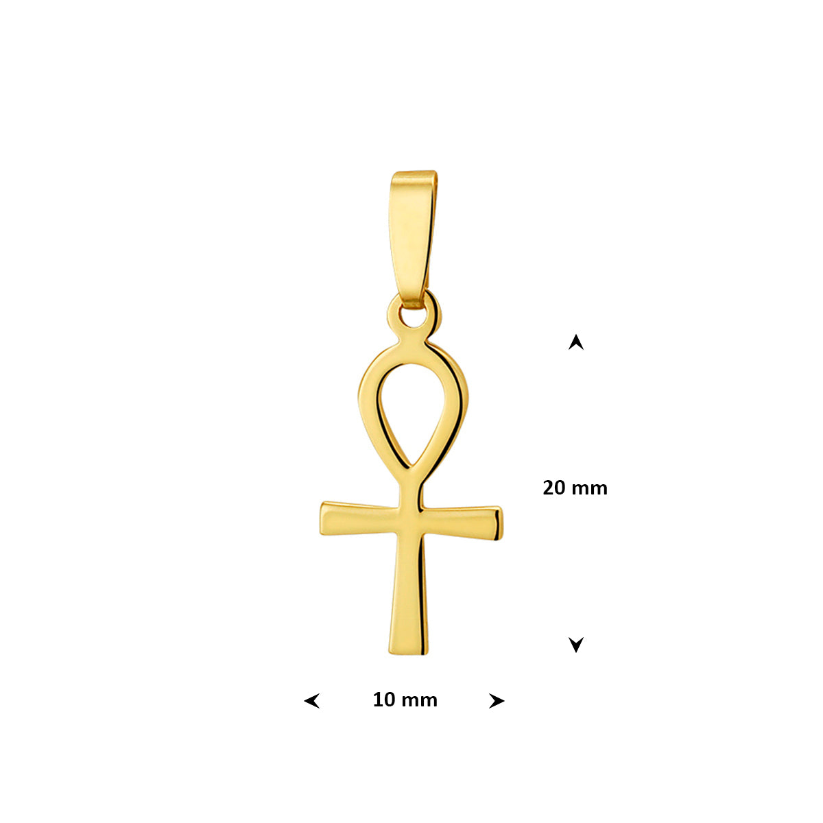 hanger ankh kruis 20 mm 14K geelgoud