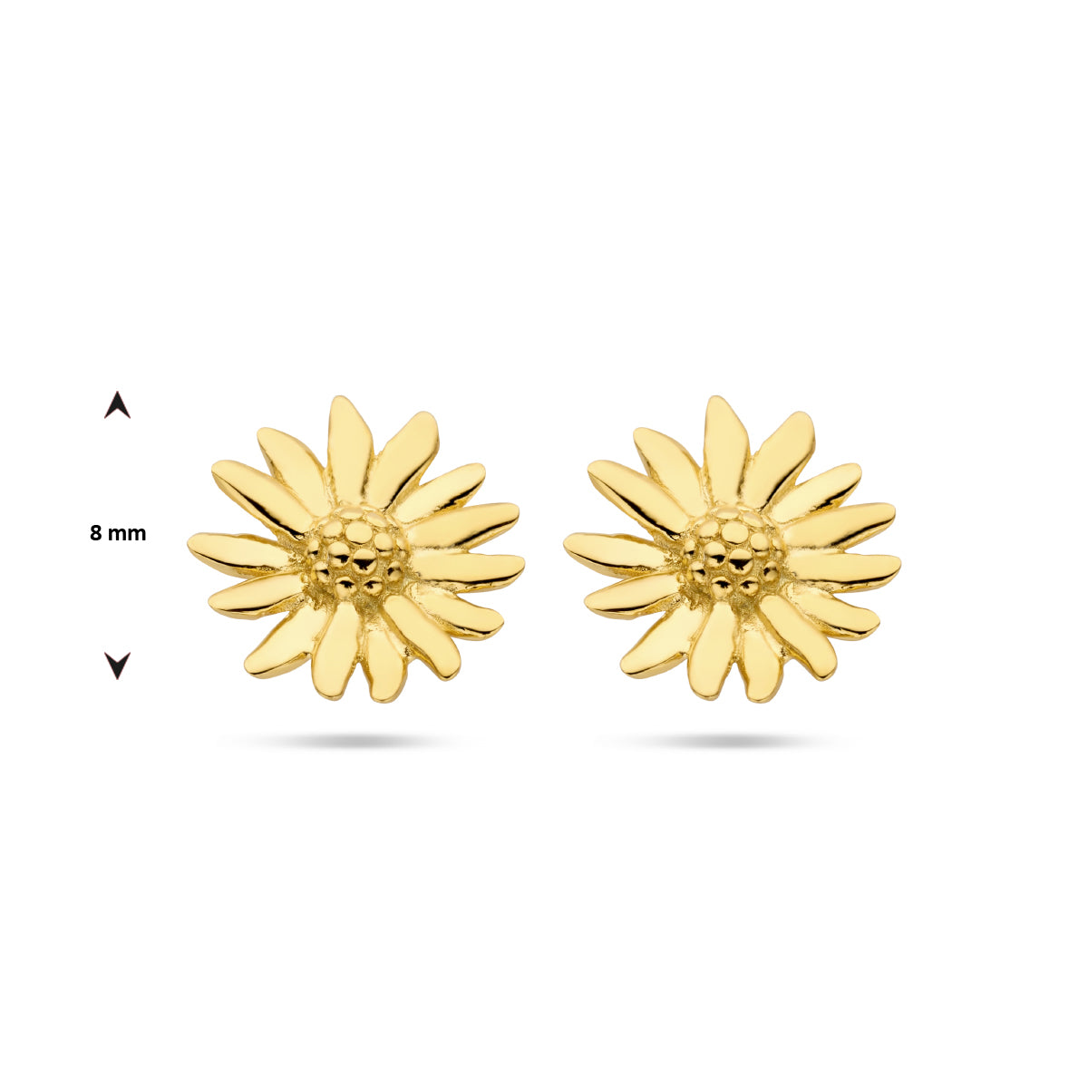 oorknoppen madeliefje 1 micron zilver verguld (geel)