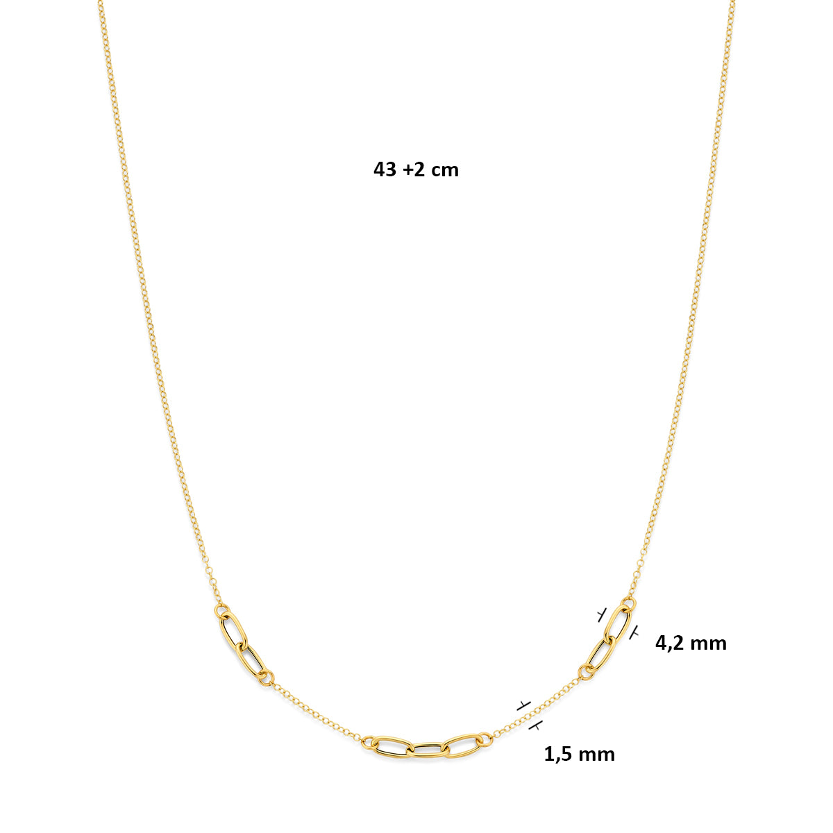 collier 43 + 2 cm 14K geelgoud