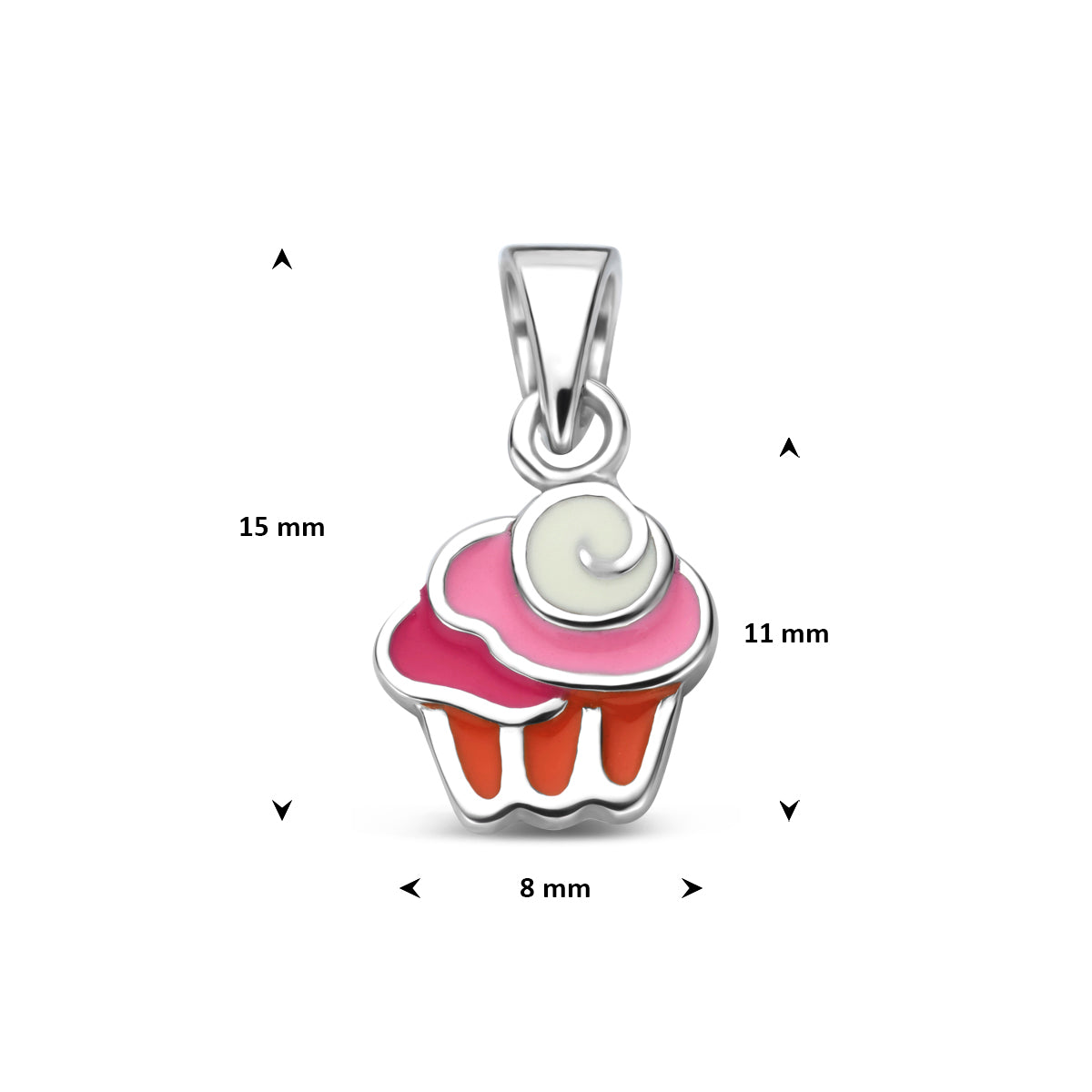 hanger cupcake emaille zilver gerhodineerd