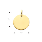 9k graveerhanger rond 15 mm 9K geel - rond
