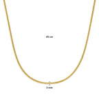 collier massief 3 mm 45 cm silgold (geel met zilverkern)