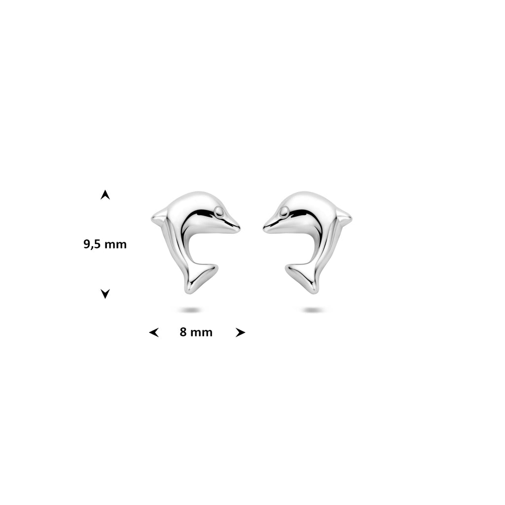 Ohrstecker Delphin 9,5 mm Silber rhodiniert