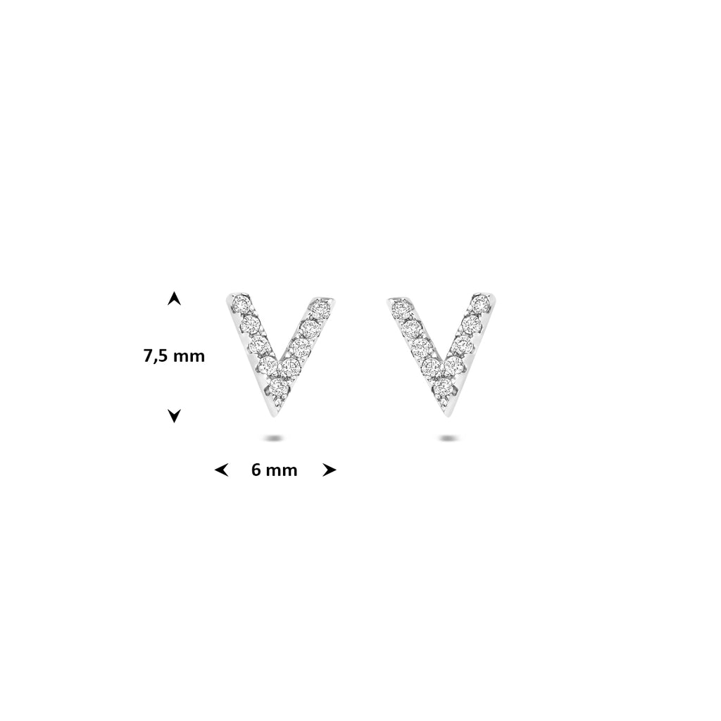 oorknoppen v zirkonia zilver gerhodineerd