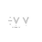 oorknoppen v zirkonia zilver gerhodineerd