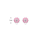 Ohrstecker Emaille Blume Rosa Zirkonia 7 mm Silber rhodiniert