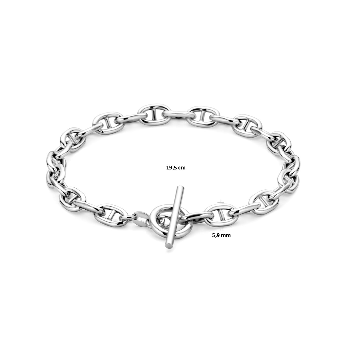 Armband 5,9 mm 19 cm Kastenschloss rhodiniert Silber
