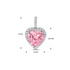 Anhänger Herz weiß und rosa Zirkonia Halo Silber rhodiniert