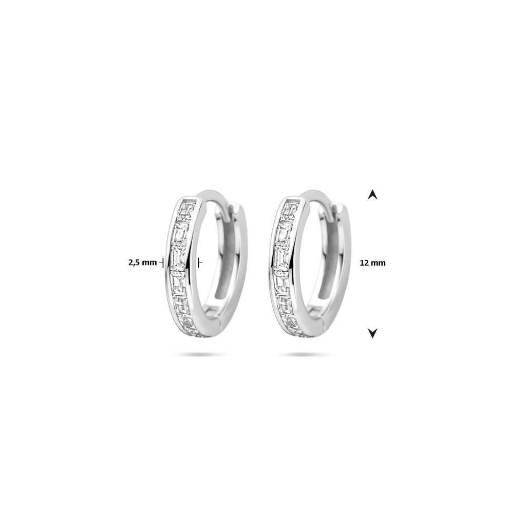 Klappohrringe Zirkonia 12 mm rhodiniertes Silber