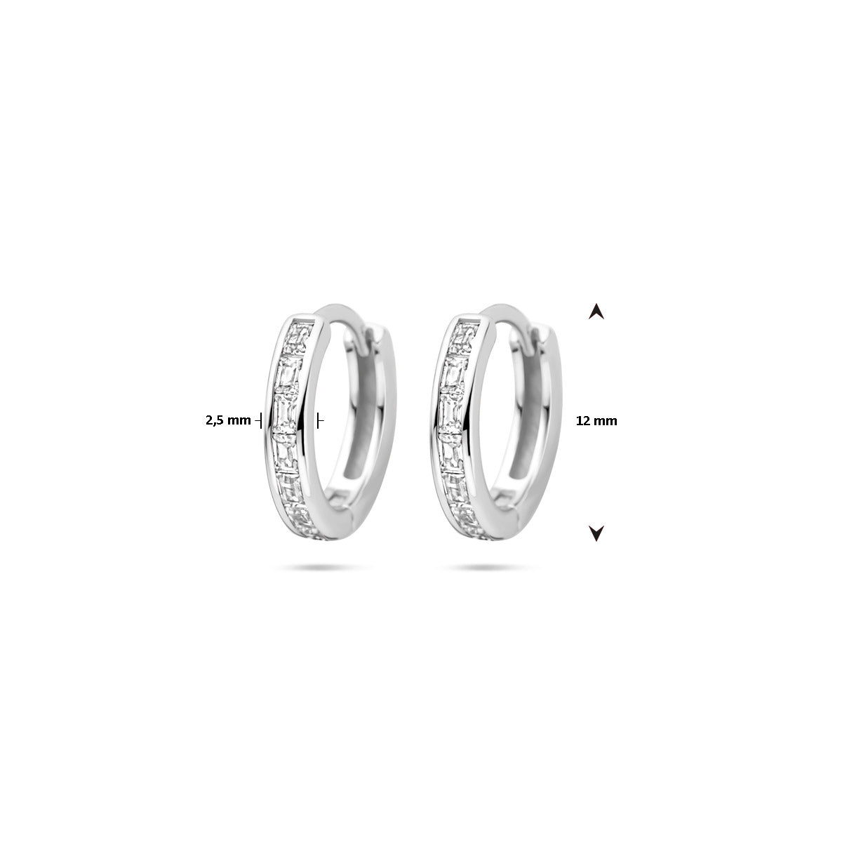 Klappohrringe Zirkonia 12 mm rhodiniertes Silber