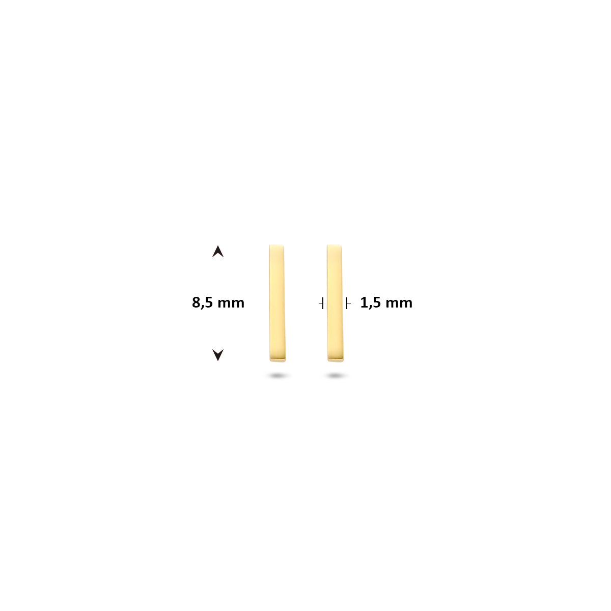 Ohrstecker Balken 8,5 mm 14K Gelbgold