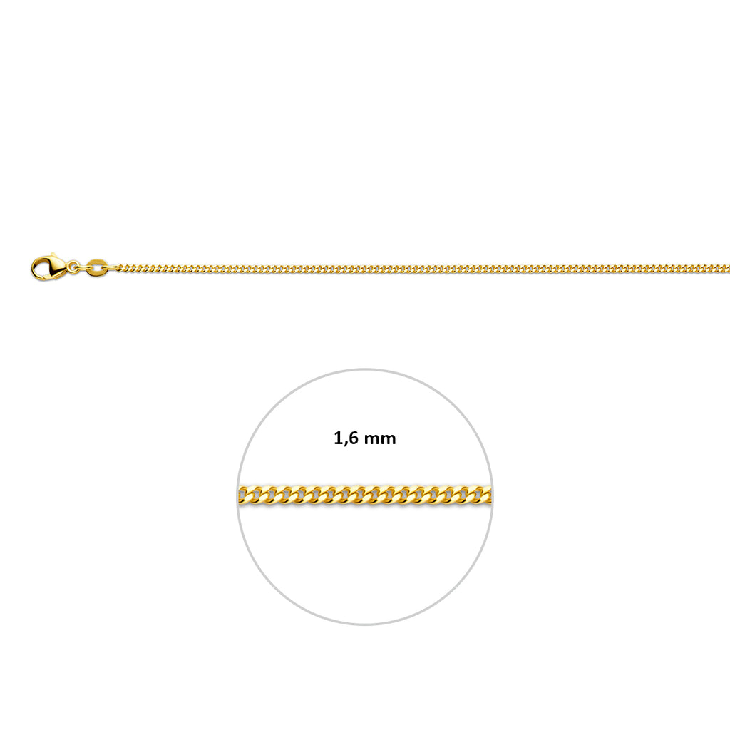 gourmette 4 zijdes geslepen 1,6 mm 14K geelgoud