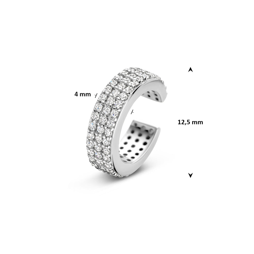ear cuff zirkonia 12,5 mm zilver gerhodineerd