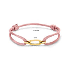armband satijn zacht roze 13 - 26 cm 14K goud met rubber/nylon/leer