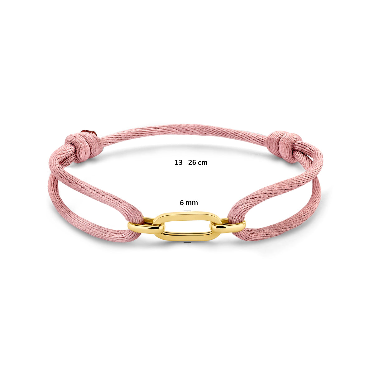 Armband satiniert zartrosa 13 - 26 cm 14K Gold mit Kautschuk/Nylon/Leder