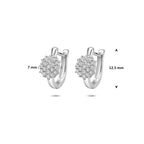 klapoorringen zirkonia 12,5 mm zilver gerhodineerd
