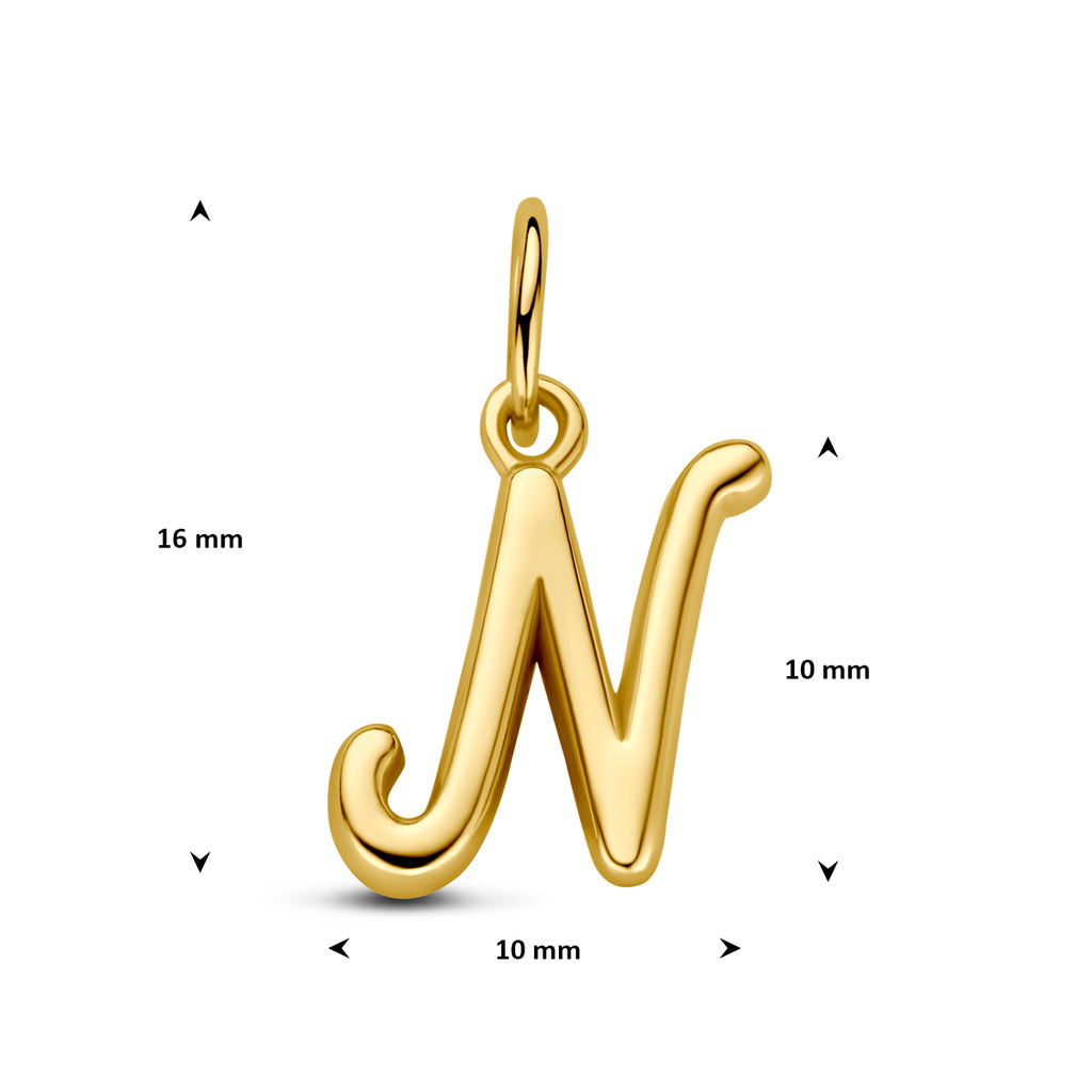hanger letter 3 micron zilver verguld (geel)