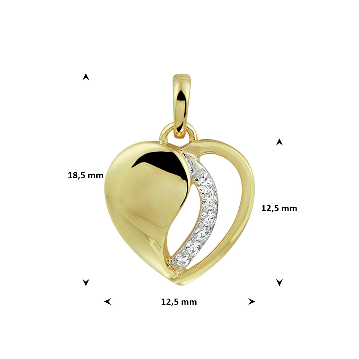 Anhänger Herz Zirkonia bicolor gestempelt 14K Gelbgold