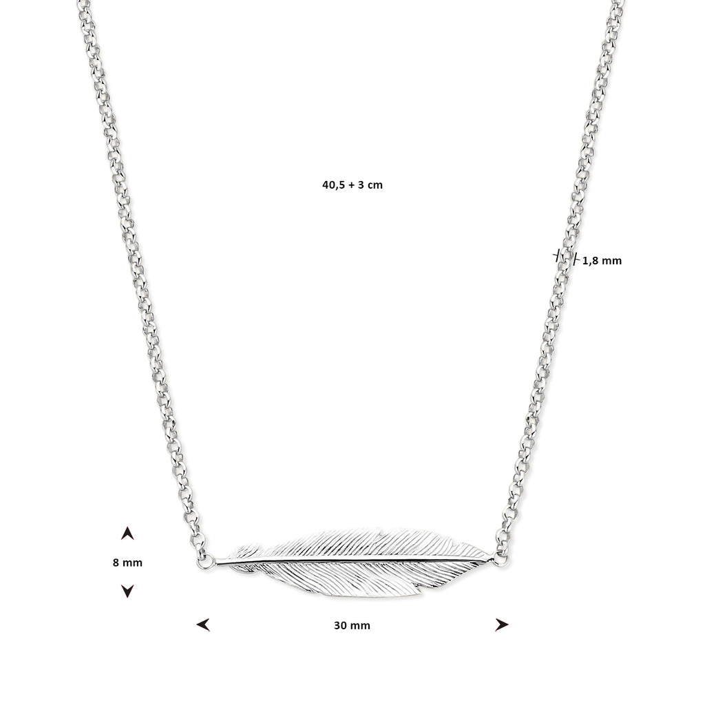 Halskette Feder 40,5 + 3 cm Silber rhodiniert