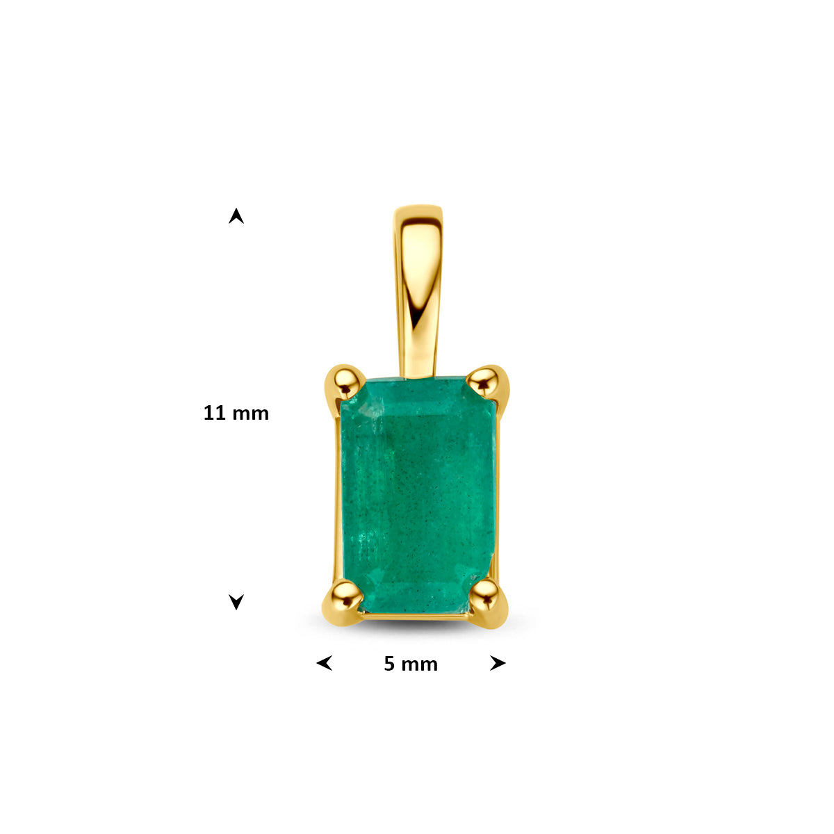 hanger smaragd 11 mm 14K geelgoud