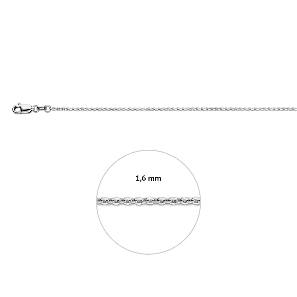 Halskette Anker flach 1,6 mm 41 + 4 cm Silber rhodiniert