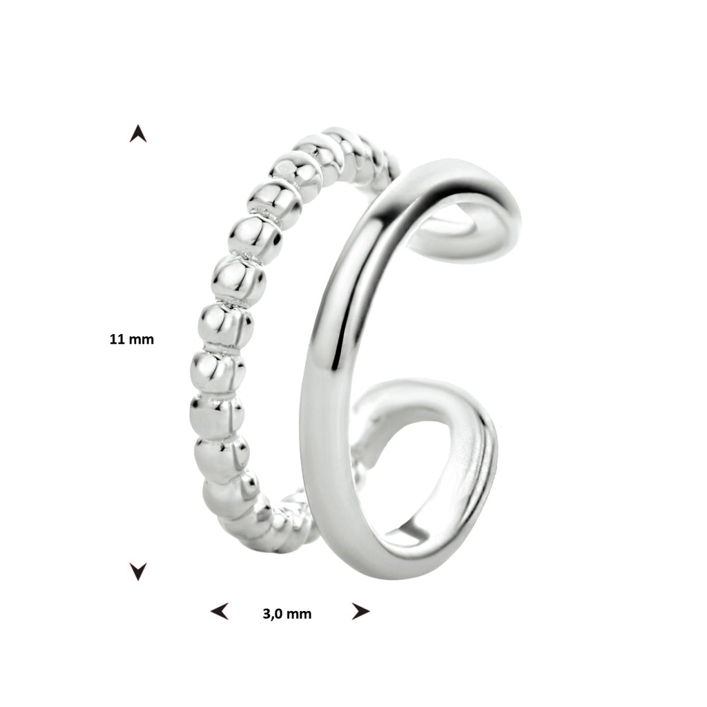 earcuff 11 mm zilver gerhodineerd