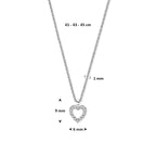 collier zirkonia hartje 41 - 43 - 45 cm zilver gerhodineerd
