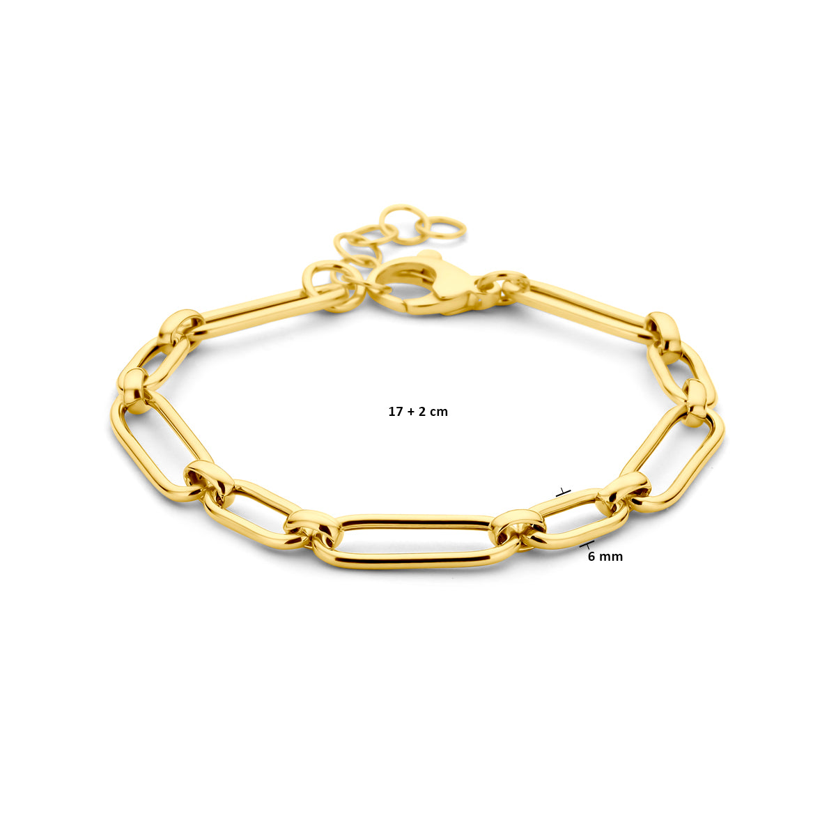 Armband 6,0 ​​mm 17 + 2 cm 3 Mikron Silber vergoldet (gelb)