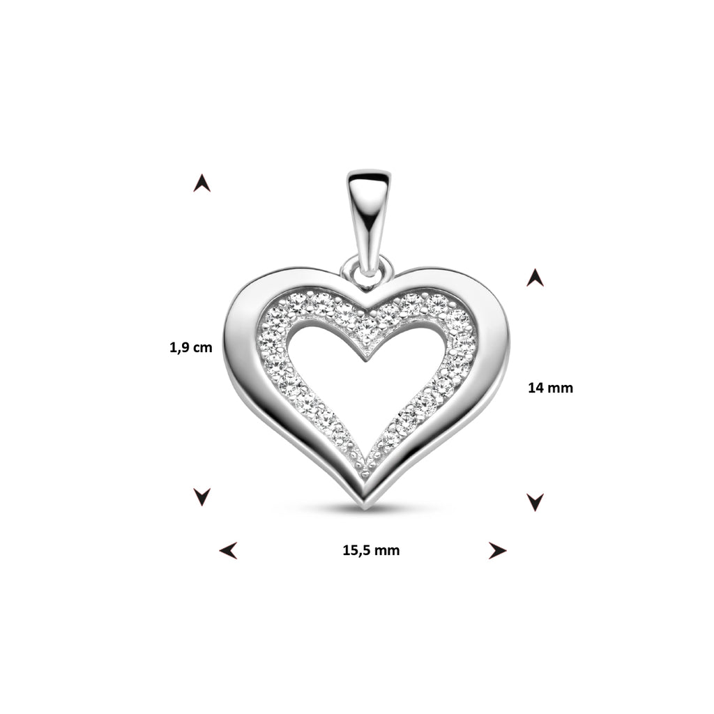 Anhänger Herz Zirkonia Silber rhodiniert