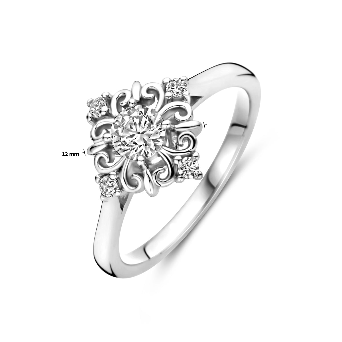 Ring filigran Zirkonia Silber rhodiniert