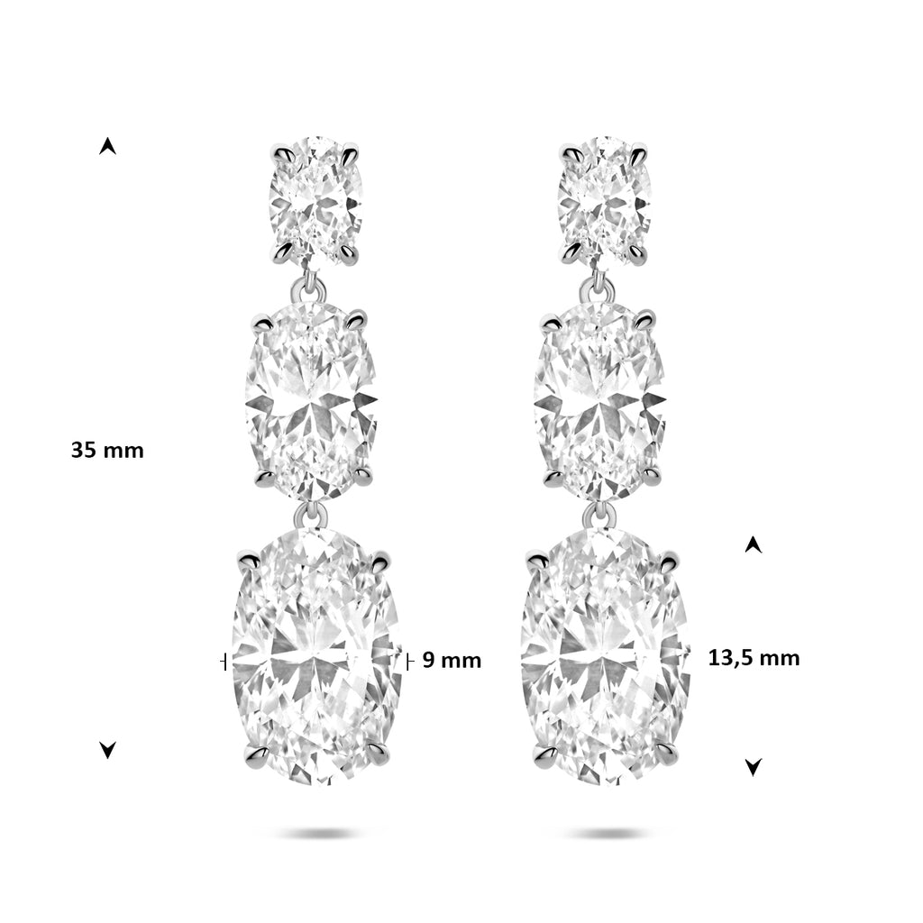 oorhangers zirkonia 35 mm zilver gerhodineerd