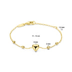Armband Herz und Kügelchen 11–13 cm 14K Gelbgold