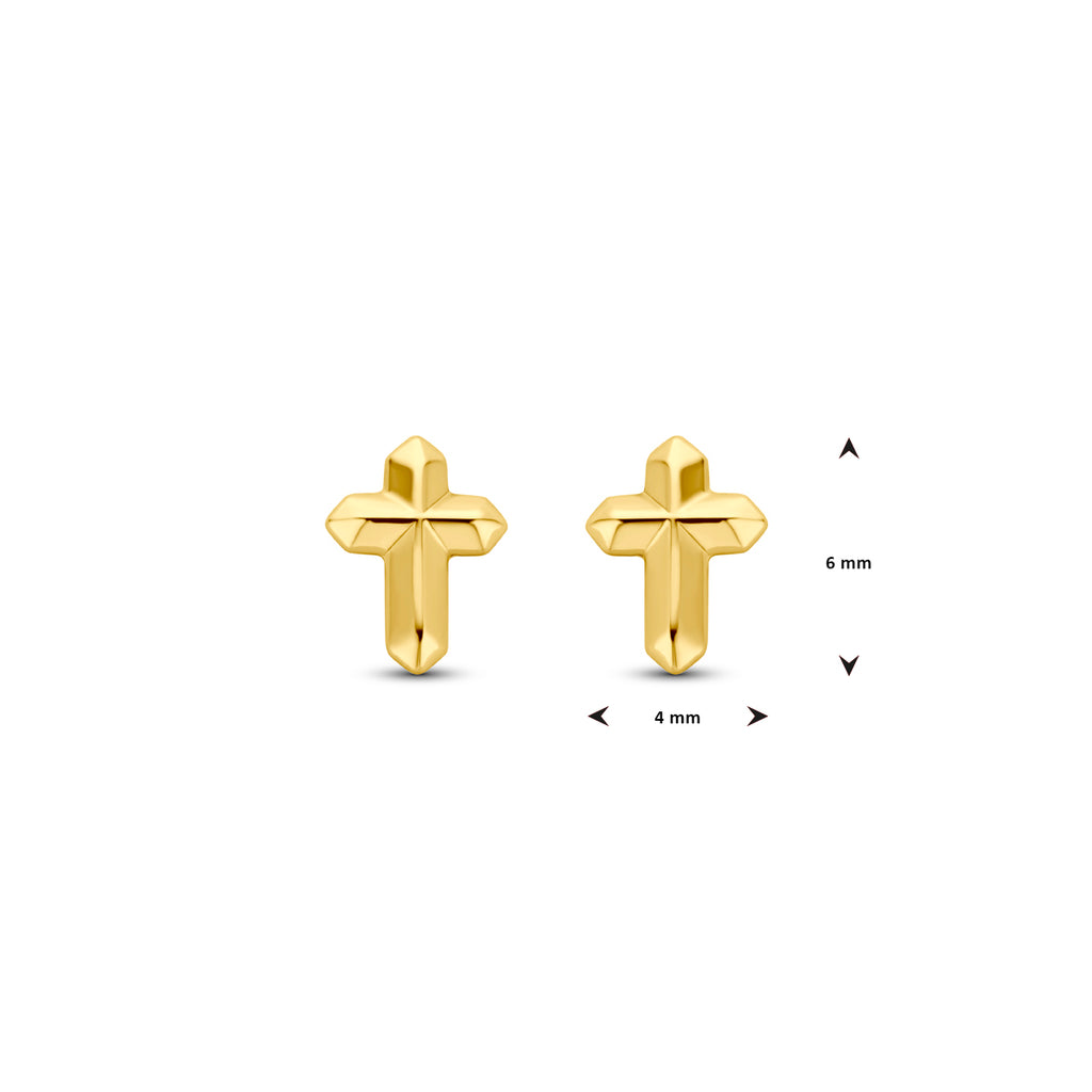 oorknoppen kruis 6 mm 14K geelgoud