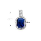 hanger blauw en wit zirkonia halo zilver gerhodineerd