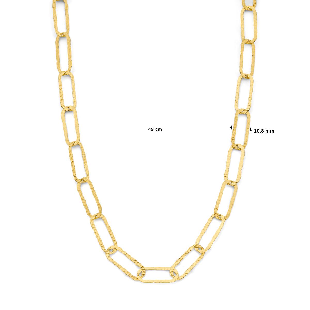 Halskette Büroklammer 10,8 mm 49 cm 3 Mikron Silber vergoldet (gelb)