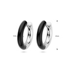 klapoorringen zwart emaille 4 mm zilver gerhodineerd