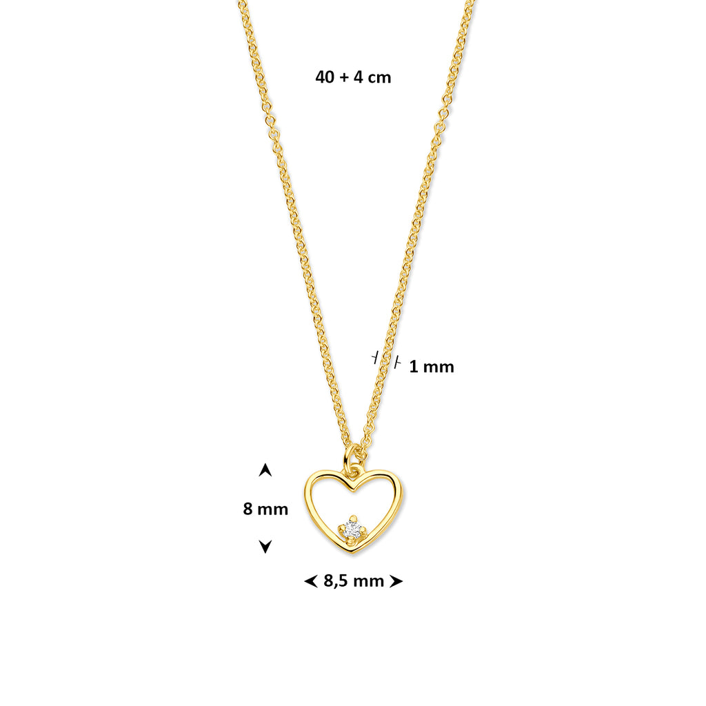collier hartje diamant 0.02ct h si 40 + 4 cm 14K geelgoud