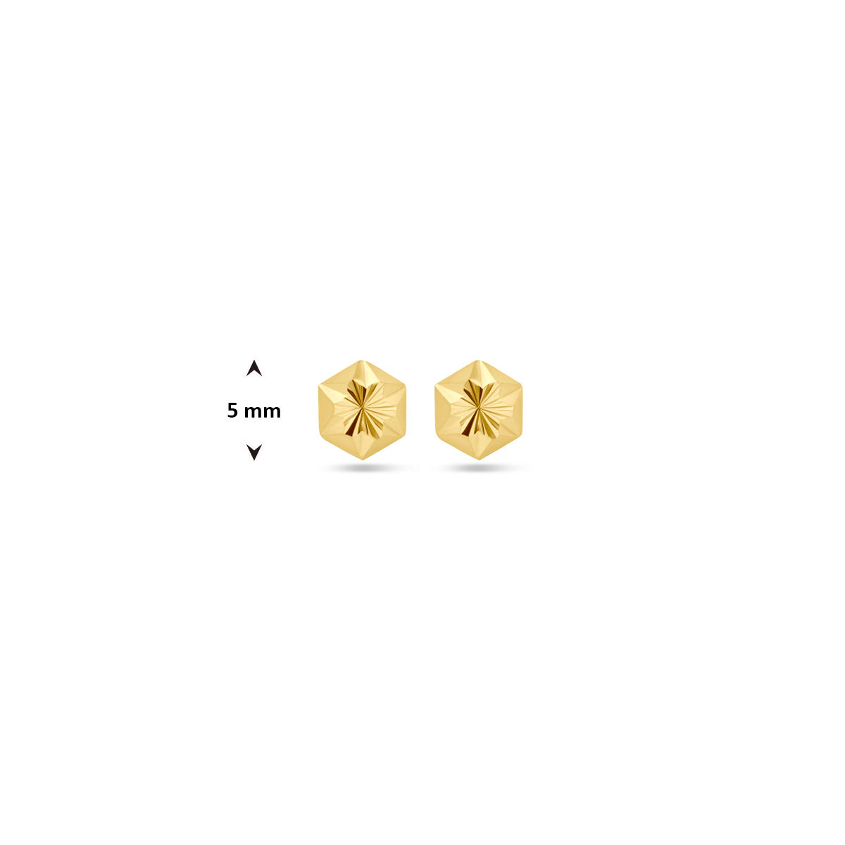 9 Karat Ohrstecker, diamantgeschliffen, 5 mm, 9 K Gelb