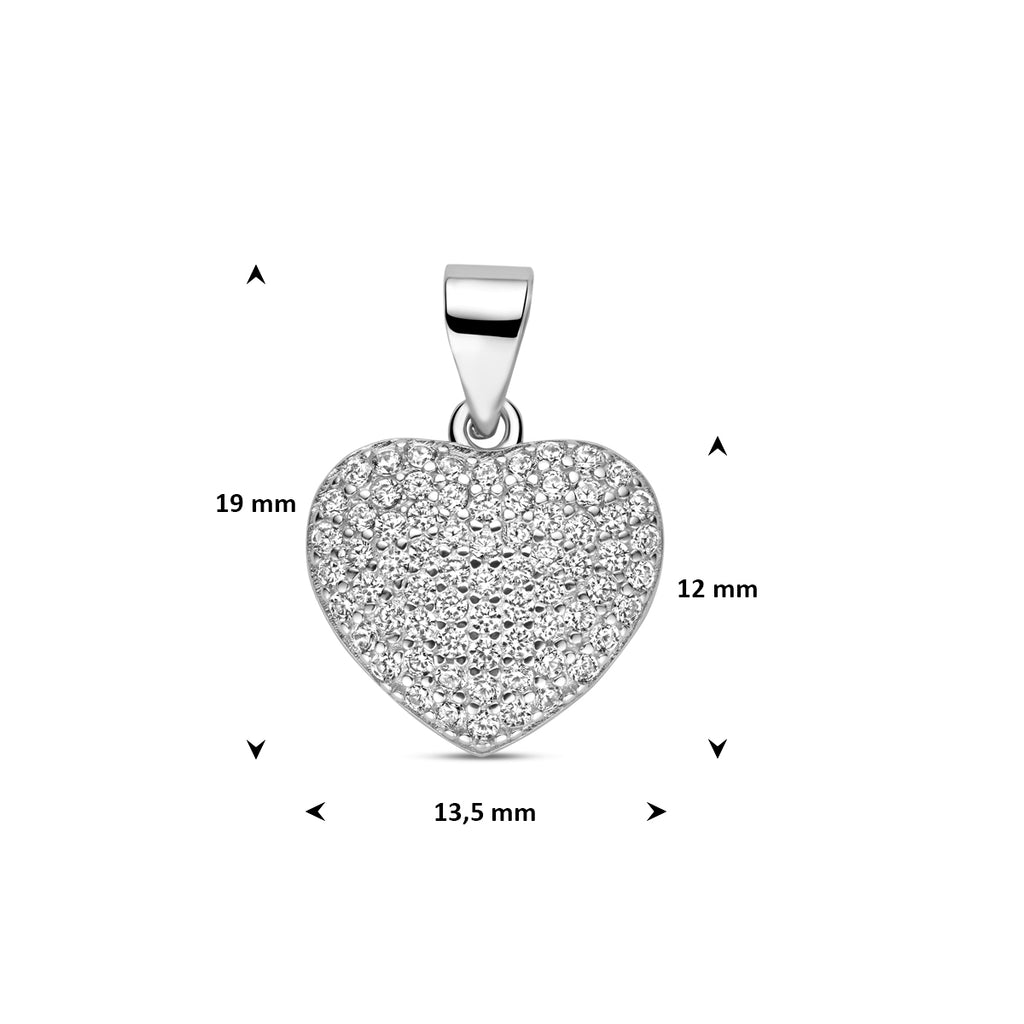 Anhänger Herz Zirkonia 19 mm Silber rhodiniert