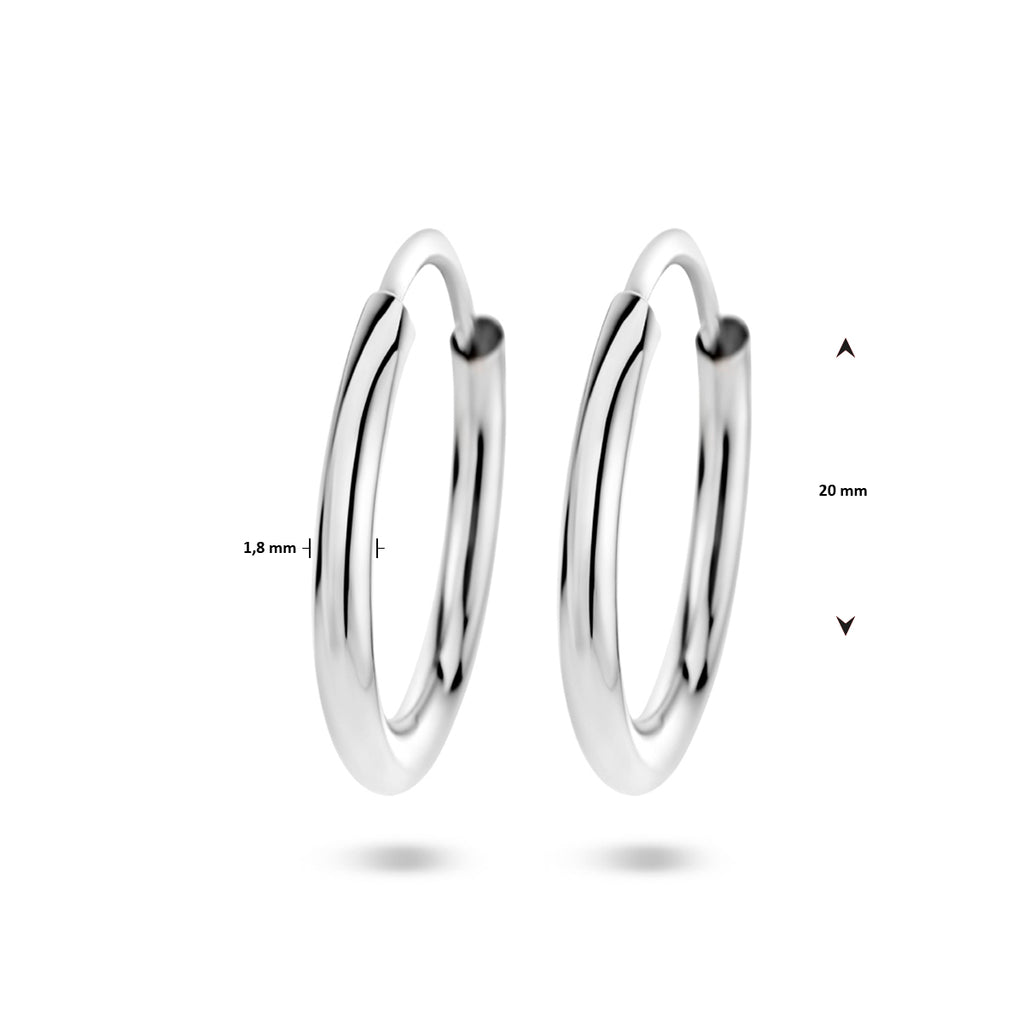 oorringen 1,8 mm ronde buis zilver gerhodineerd