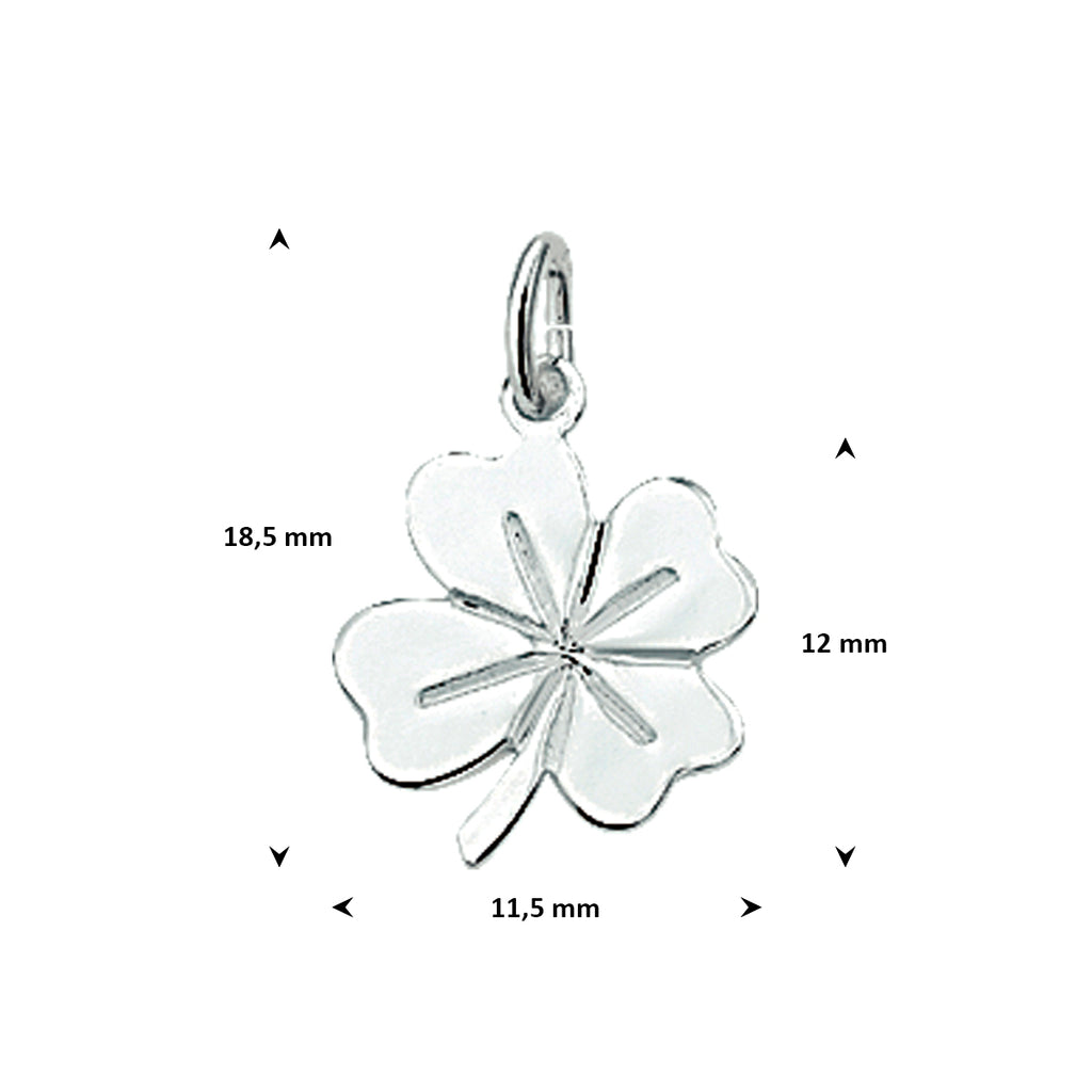 hanger klavertje zilver wit