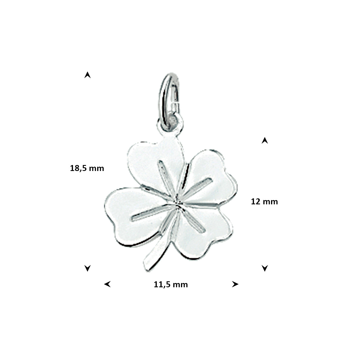 hanger klavertje zilver wit