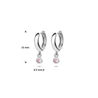 Klappcreolen rosa Zirkonia 15 mm Silber rhodiniert