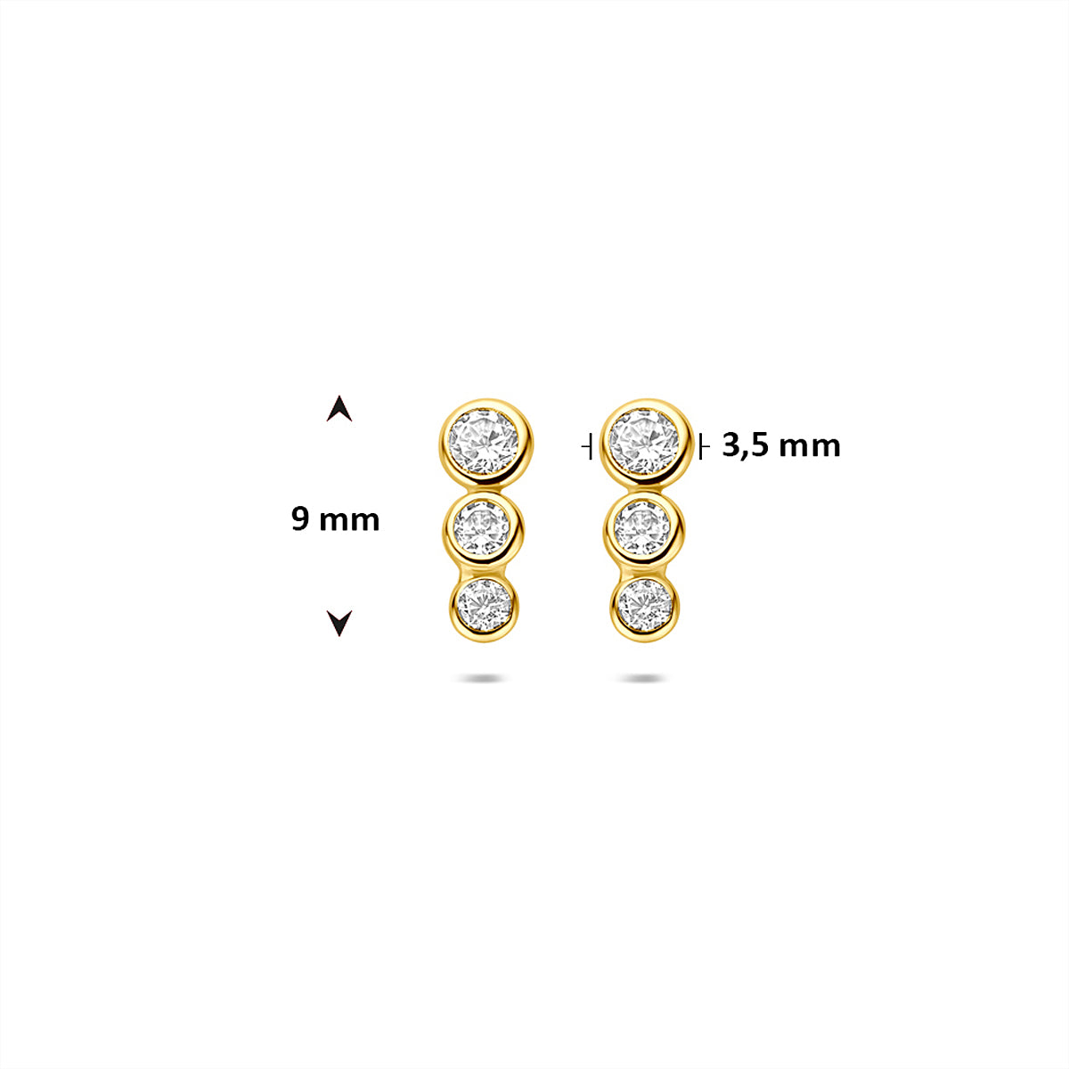 9k Ohrstecker Zirkonia 9 mm 9K Gelb