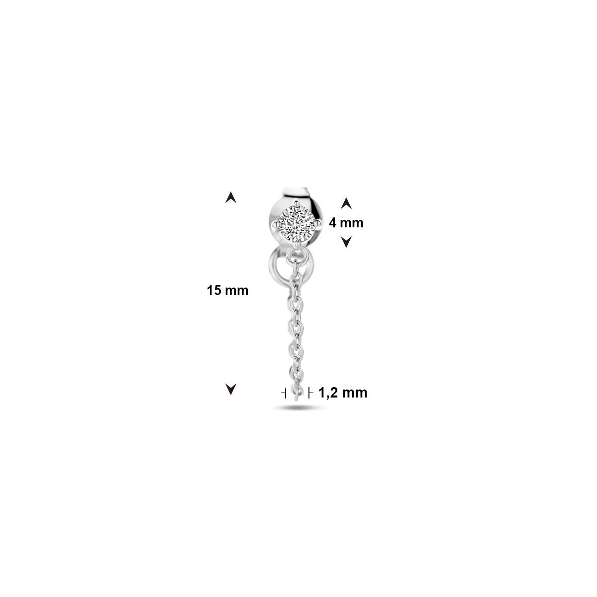 Ohrstecker pro Stück Zirkonia Silber rhodiniert