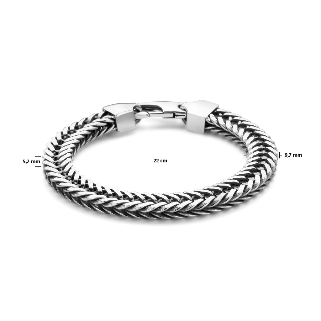 Armband Oxi Fuchsschwanz 9,7 mm Silber oxidiert