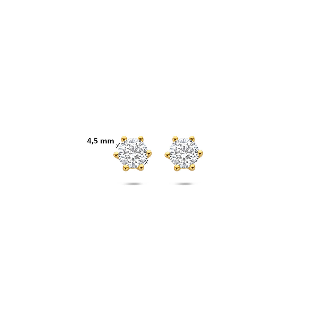 oorknoppen lab grown diamant 0.75ct (2x 0.375ct) f vs 4,5 mm 14K geelgoud