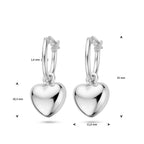 Herzohrringe 25 mm rhodiniertes Silber